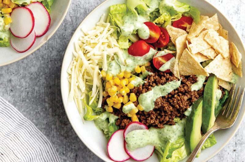 Recipe: Healthy Taco Salad With Creamy Cilantro Lime Dressing