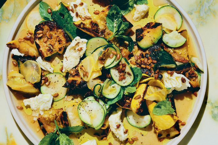 Zucch Recipe: Marinated Zucch & Mozz With Fried Sunflower Seeds
